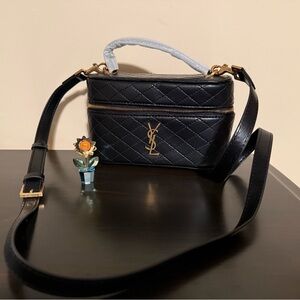 NEW Small Black Vanity Shoulder Crossbody Bag with Gold hardware